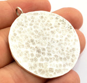 Hammered Round Pendant  (50mm)  Antique Silver Plated Brass   G9219