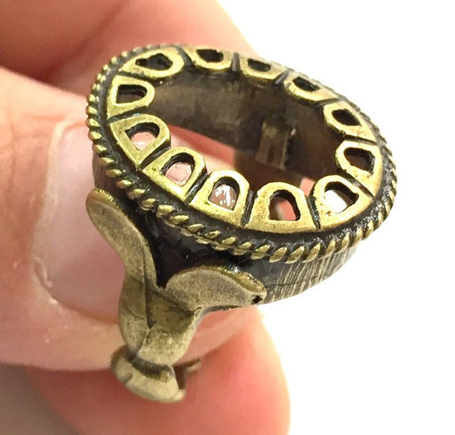 Adjustable Ring Blank, (18x13mm blank ) Antique Bronze Plated Brass G5602