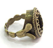 Adjustable Ring Blank, (18x13mm blank ) Antique Bronze Plated Brass G5602