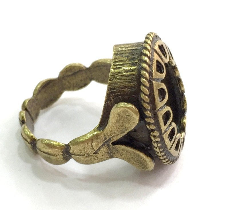 Adjustable Ring Blank, (18x13mm blank ) Antique Bronze Plated Brass G5602