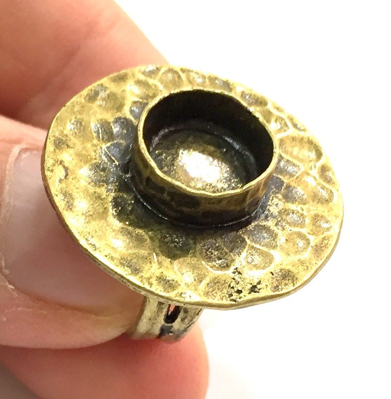 Adjustable Ring Blank, (10mm blank ) Antique Bronze Plated Brass G5603