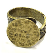 Antique Bronze Ring Blank Bezel Settings Cabochon Base Mountings Adjustable Ring  (15mm blank ) Antique Bronze Plated Brass G5606