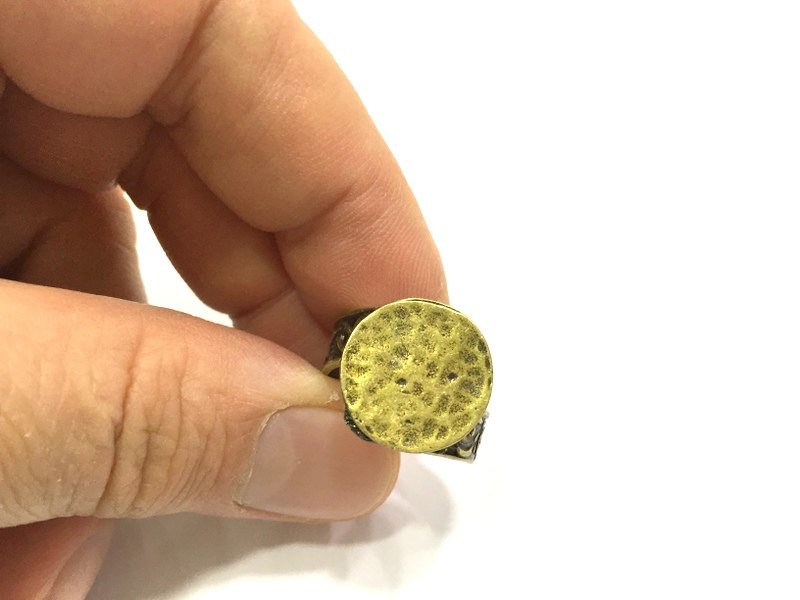 Antique Bronze Ring Blank Bezel Settings Cabochon Base Mountings Adjustable Ring  (15mm blank ) Antique Bronze Plated Brass G5606