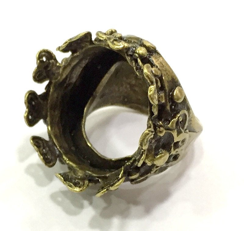 Adjustable Ring Blank, (20mm blank ) Antique Bronze Plated Brass G5607