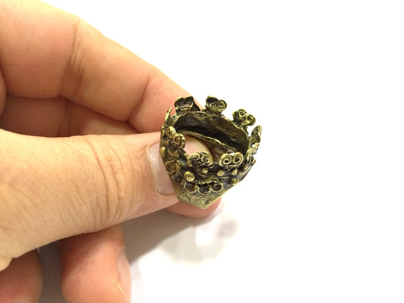 Adjustable Ring Blank, (20mm blank ) Antique Bronze Plated Brass G5607