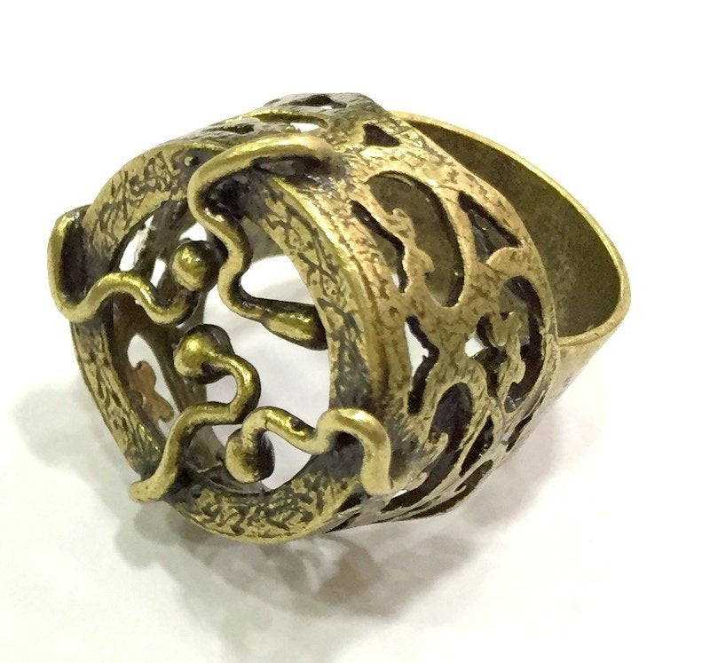 Antique Bronze Ring Base Adjustable Ring Blank, (20mm blank ) Antique Bronze Plated Brass G5608
