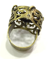 Antique Bronze Ring Base Adjustable Ring Blank, (20mm blank ) Antique Bronze Plated Brass G5608