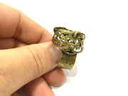 Antique Bronze Ring Base Adjustable Ring Blank, (20mm blank ) Antique Bronze Plated Brass G5608