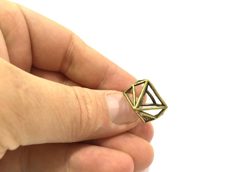 Triangle Ring Blank, (11x11x11mm blank ) Antique Bronze Plated Brass G5609