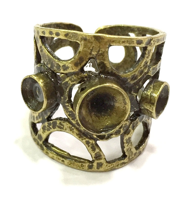 Adjustable Ring Blank, (4mm and 5mm blank ) Antique Bronze Plated Brass G5611