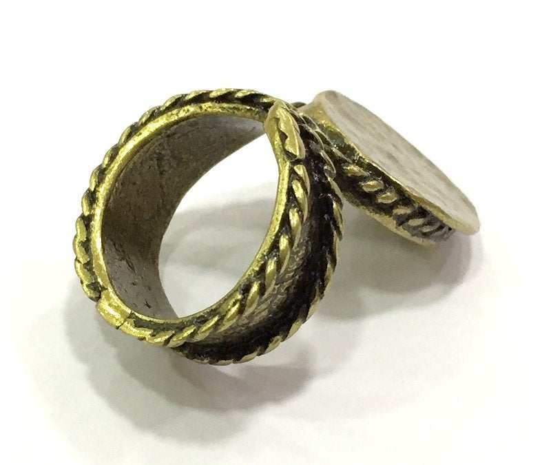 Adjustable Ring Blank, (15mm blank ) Antique Bronze Plated Brass G5613