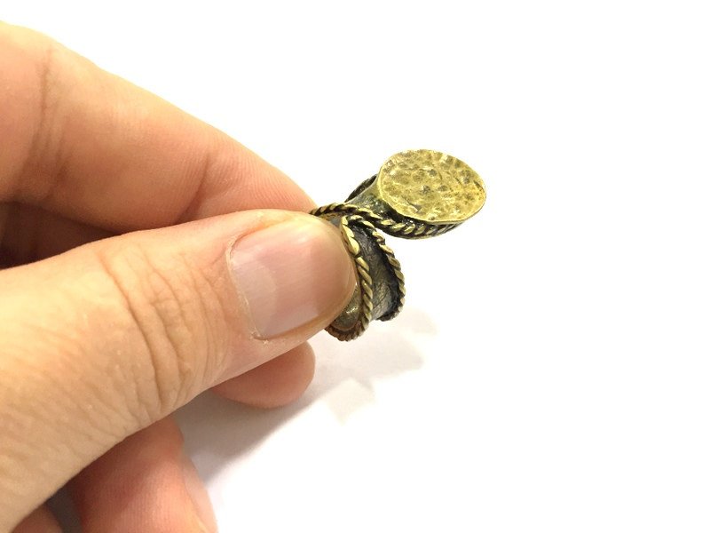 Adjustable Ring Blank, (15mm blank ) Antique Bronze Plated Brass G5613