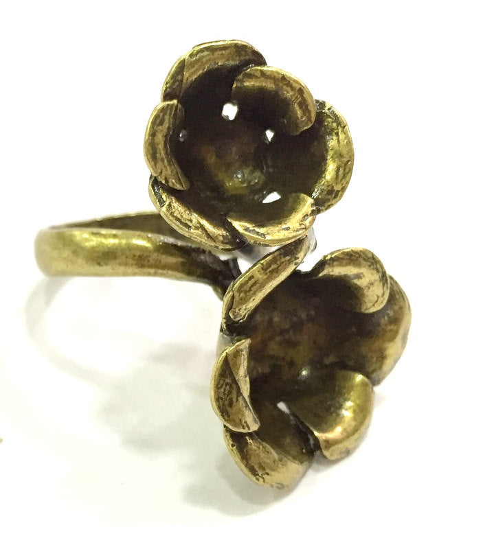 Antique Bronze Ring Blank Bezel Settings Cabochon Base Mountings Adjustable Ring (14mm and 10mm blank ) Antique Bronze Plated Brass G5614