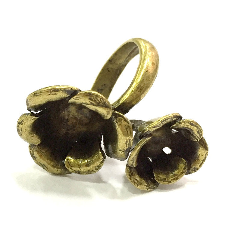 Antique Bronze Ring Blank Bezel Settings Cabochon Base Mountings Adjustable Ring (14mm and 10mm blank ) Antique Bronze Plated Brass G5614