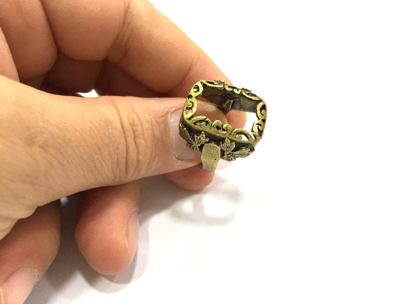 Adjustable Ring Blank, (20x15mm blank ) Antique Bronze Plated Brass G5616