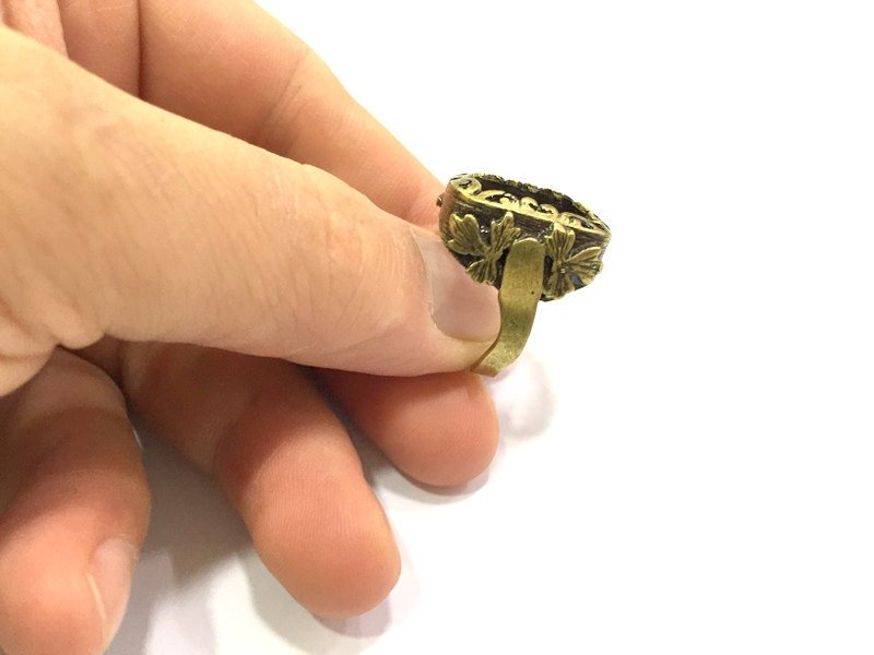Adjustable Ring Blank, (20x15mm blank ) Antique Bronze Plated Brass G5616
