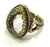 Ring Blank Base Bezel Setting Adjustable Ring Blank, (18x13mm drop blank ) Antique Bronze Plated Brass G5617
