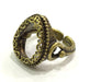Ring Blank Base Bezel Setting Adjustable Ring Blank, (18x13mm drop blank ) Antique Bronze Plated Brass G5617