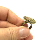 Adjustable Ring Blank, Antique Bronze Plated Brass G10986