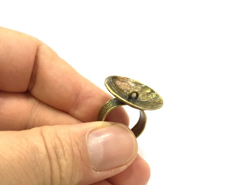Adjustable Ring Blank, Antique Bronze Plated Brass G10986