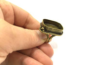 Adjustable Ring Blank, (25x18mm blank ) Antique Bronze Plated Brass G5620