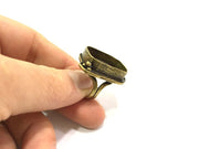 Adjustable Ring Blank, (25x18mm blank ) Antique Bronze Plated Brass G5620