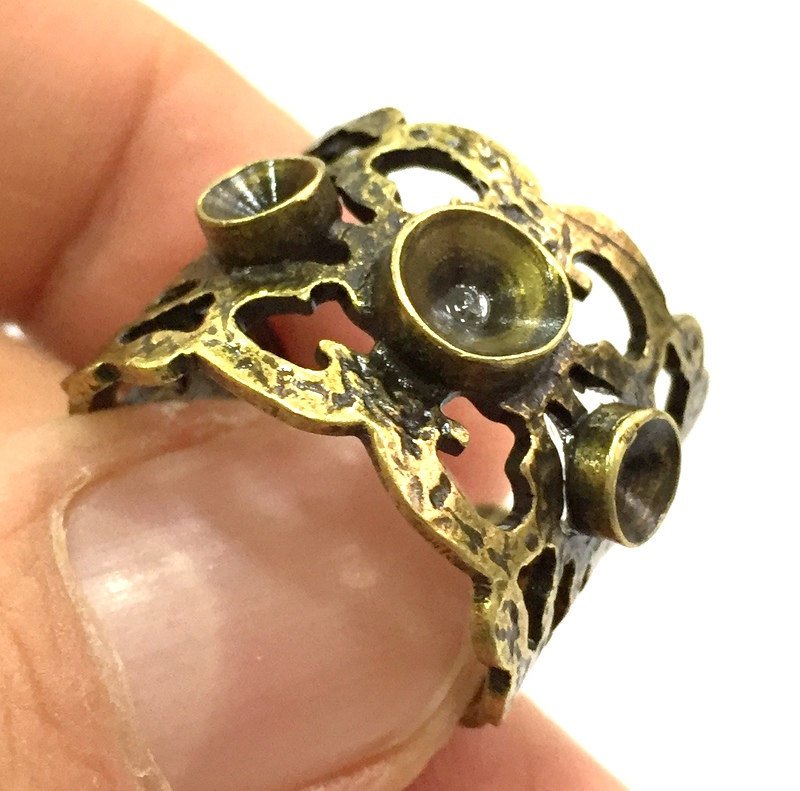 Adjustable Ring Blank, (4mm and 5mm blank ) Antique Bronze Plated Brass G5623