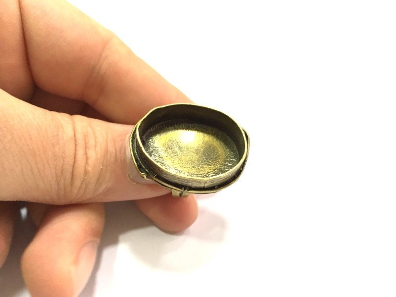Adjustable Ring Blank, (25x18mm blank ) Antique Bronze Plated Brass G5624