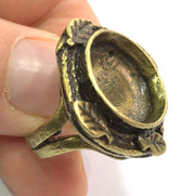 Adjustable Ring Blank, (16mm blank ) Antique Bronze Plated Brass G5625
