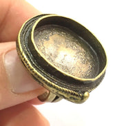 Adjustable Ring Blank, (20mm blank ) Antique Bronze Plated Brass G5627