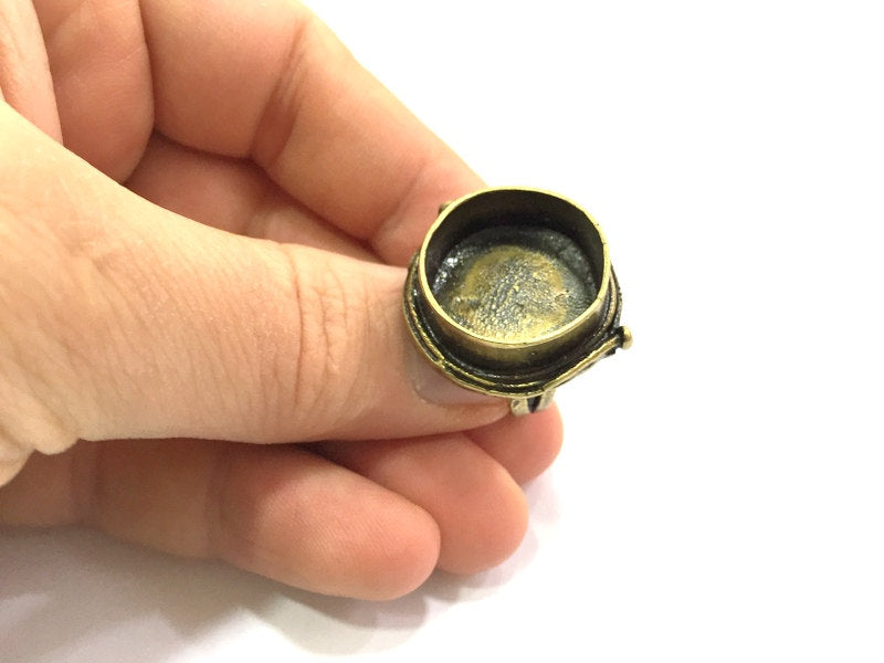 Adjustable Ring Blank, (20mm blank ) Antique Bronze Plated Brass G5628