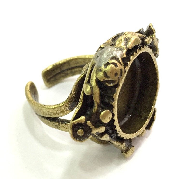 Adjustable Ring Blank, (16mm blank ) Antique Bronze Plated Brass G5629