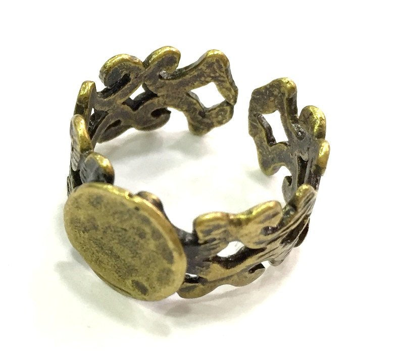 Adjustable Ring Blank, (10mm blank ) Antique Bronze Plated Brass G5636