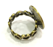 Adjustable Ring Blank, (15mm blank ) Antique Bronze Plated Brass G5637