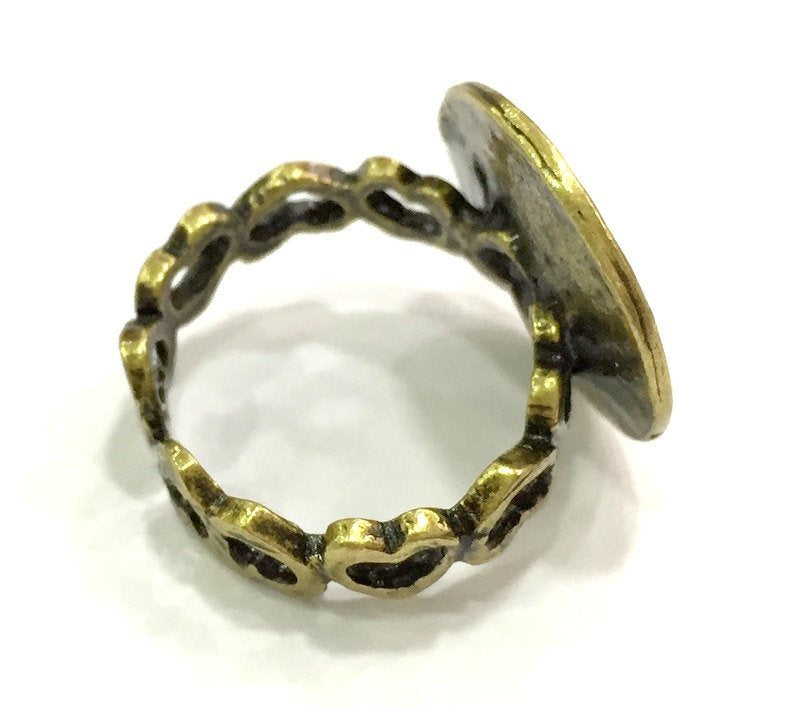 Adjustable Ring Blank, (15mm blank ) Antique Bronze Plated Brass G5637