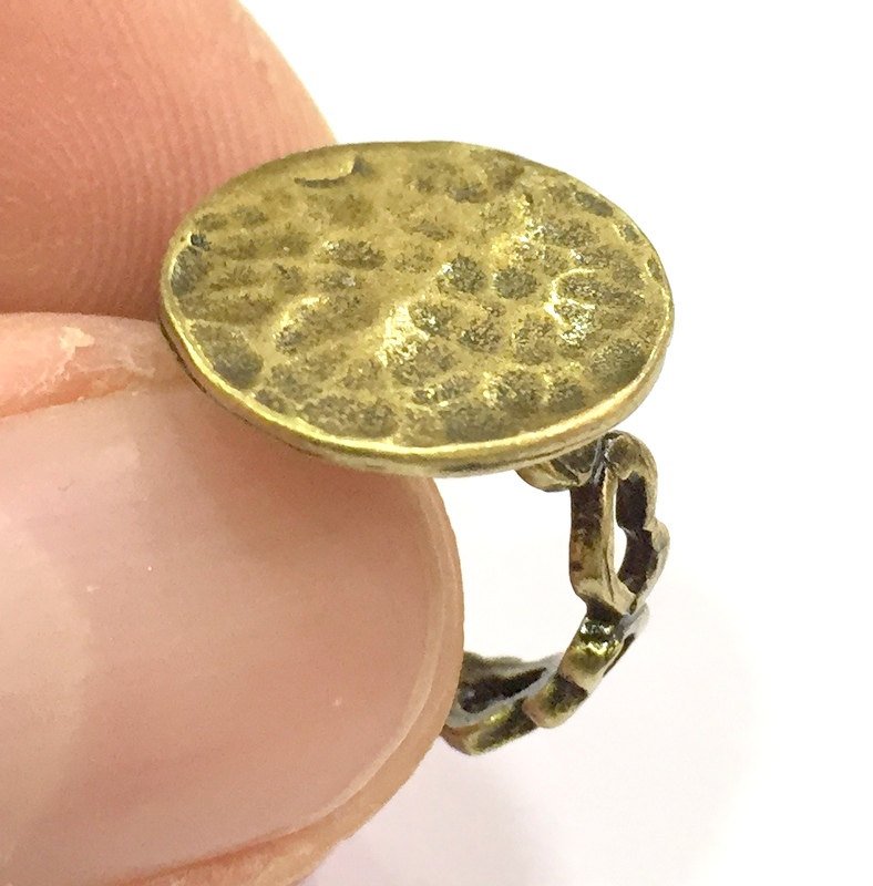 Adjustable Ring Blank, (15mm blank ) Antique Bronze Plated Brass G5637