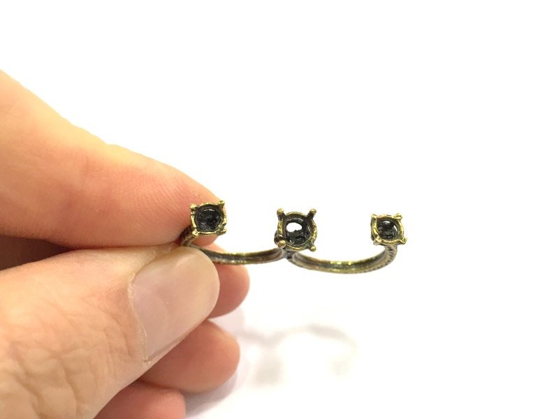 Adjustable Ring Blank, (5mm and 4mm blank ) Antique Bronze Plated Brass G5641