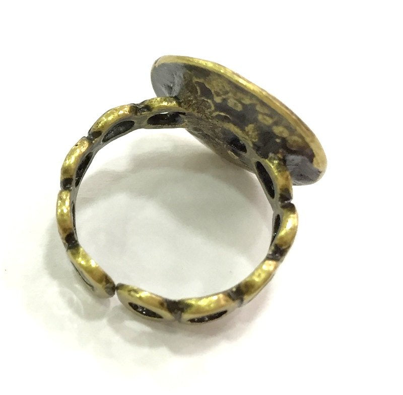 Adjustable Ring Blank, (15mm blank ) Antique Bronze Plated Brass G5643