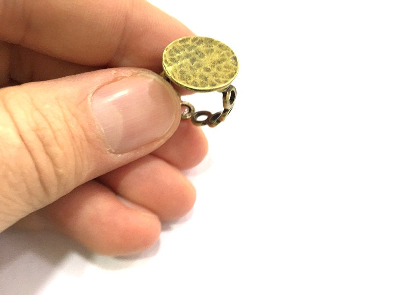 Adjustable Ring Blank, (15mm blank ) Antique Bronze Plated Brass G5643