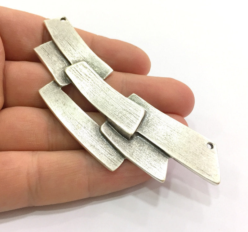 Antique Silver Pendants (94x30mm) Antique Silver Plated Metal  G5644