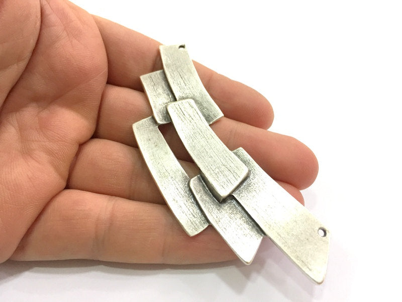 Antique Silver Pendants (94x30mm) Antique Silver Plated Metal  G5644