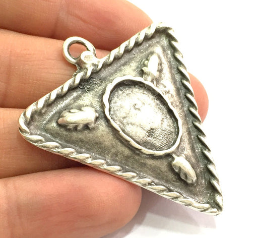 Antique Silver   Pendant (18x13mm Blank) Antique Silver Plated Metal  G4712