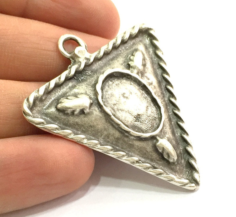 Antique Silver   Pendant (18x13mm Blank) Antique Silver Plated Metal  G4712