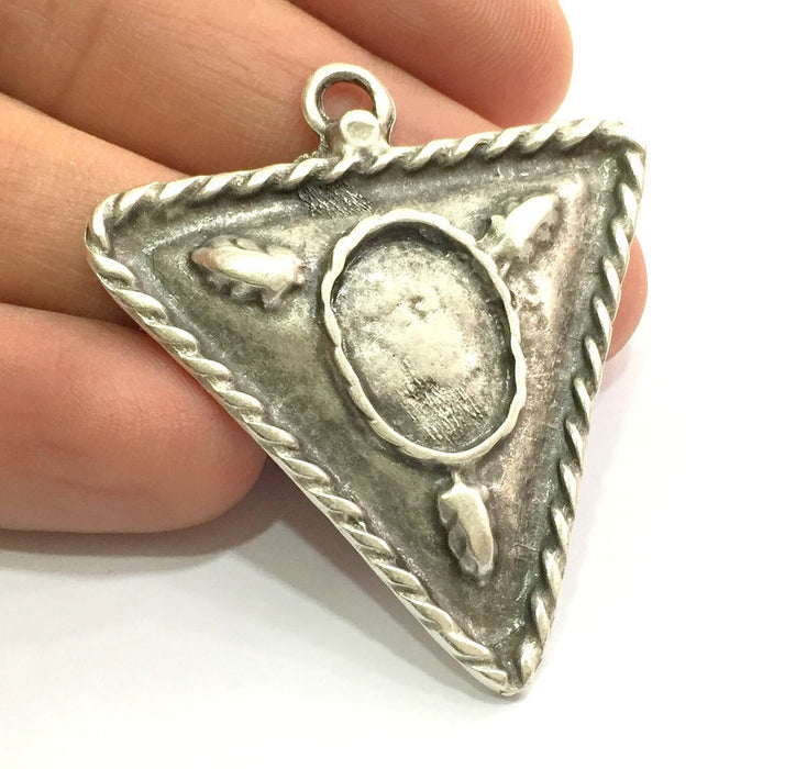 Antique Silver   Pendant (18x13mm Blank) Antique Silver Plated Metal  G4712