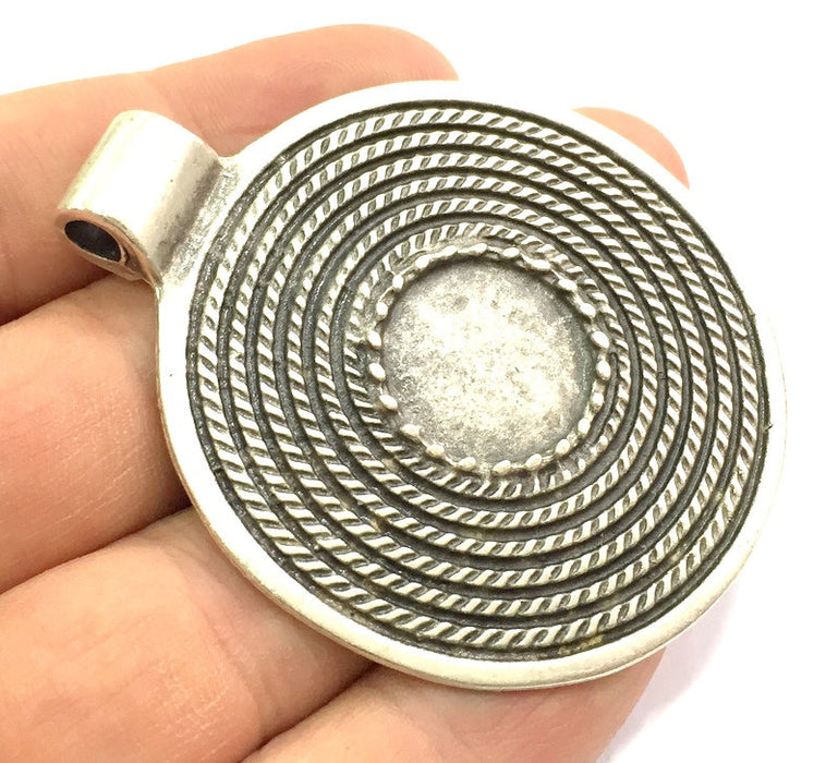 Antique Silver Plated Blank 62x52mm, Mountings  (18mm Blank)  G5660