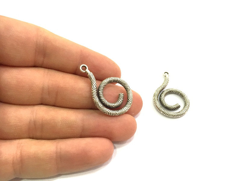 2 Pcs Antique Silver Pendants (35x22mm) Antique Silver Plated Metal  G9564