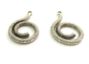 2 Pcs Antique Silver Pendants (35x22mm) Antique Silver Plated Metal  G9564