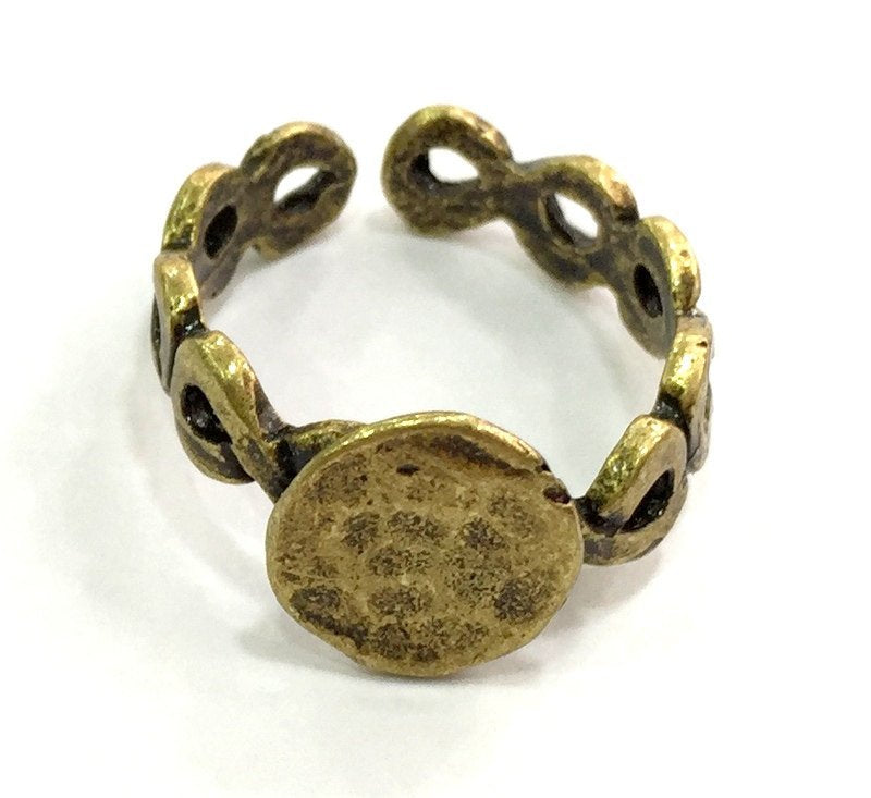 Adjustable Ring Blank, (10mm blank ) Antique Bronze Plated Brass G5667
