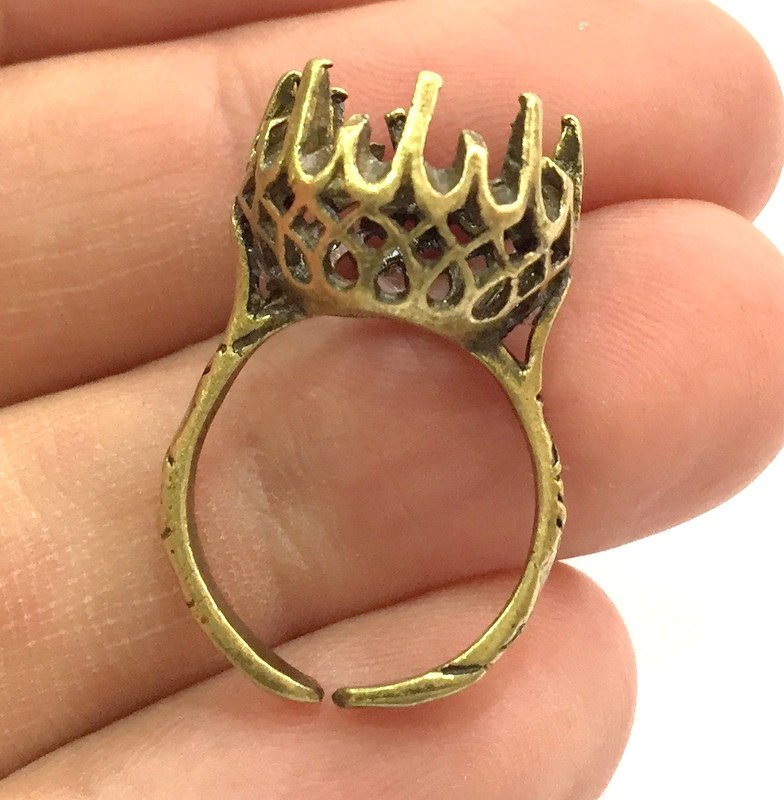 Adjustable Ring Blank, (12mm blank ) Antique Bronze Plated Brass G5668