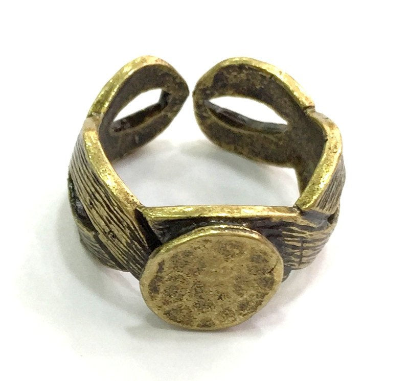 Ring Blank Base Bezel Setting Adjustable  Blank,, (10mm blank ) Antique Bronze Plated Brass G5669